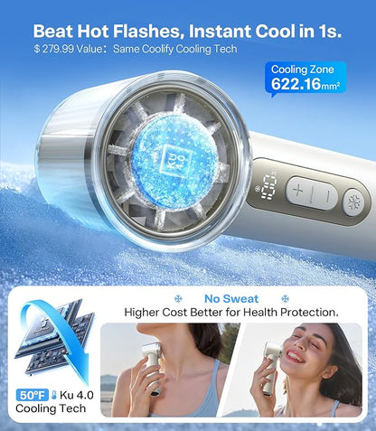 TORRAS COOLiFY iva Handheld Fan with Ice Cooler, [Chill by 50°F], 0-100 Adjustable Speed, Super Mini Powerful Portable Fan 4900mAh Rechargeable, Hand Fans for Travel Essentials,Mothers Day Gifts,Ivory