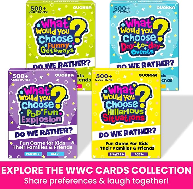 QUOKKA Fun Card Game for Teens, Kids & Adults – Fun Party & Family Board Game | What Would You Chose Challenges | 500+ Hilarious Icebreaker Questions for Friends, Family Nights, Travel & Sleepovers