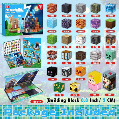 GraceDuck Magnetic Blocks - 150 PCS Build Dark Hell Forest Castle - Magnetic Toys for Montessori Toddler Easter Christmas Birthday Gifts - STEM Sensory Toys for 3 4 5 6 7 8 9 10 Year Old Boys & Girls