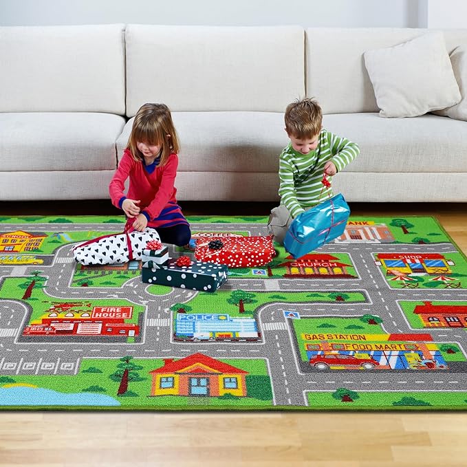 Kids Carpet Playmat Rug 59"x39.4", Car Rug for Kids Cars, Non-Slip Town City Road Map Kids Rug for Playroom Bedroom Boys, Kids Car Mat Road Rug, Track Rug Car Play Rug for Kids (59X39.4 INCH)