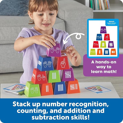 Learning Resources Number Stackers - Math Manipulatives, Addition and Subtraction Flash Cards, Counting Activities, Montessori, Fine Motor Skills, Problem Solving, Classroom Must Haves, Gifts for Kids
