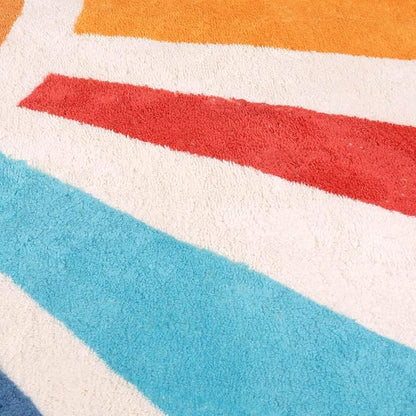 Boho Washable Rug 3'x5' Rug Kids Area Rug for Playroom, Colorful Kids Rug for Bedroom, Non-Slip Throw Sun Carpet Soft Small Sunshine Rug for Office Nursery Entryway Dorm