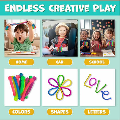 BUNMO Stretchy Strings - Sensory Toys - Stimulating & Addictive Toys for Kids - Fidget Toy - Hours of Fun for Kids - Non-Mouthable Toy 3+ - Mini Sensory 10 Pack