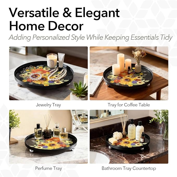 Auraeve All-in-One Resin Tray Craft Kit for Adults, Black-Pro, 11.8" | 54Pcs Real Flowers, 13.5OZ Epoxy Resin, Metal Tray, Gift for Craft Lovers, Create a Unique Trinket Organizer, Décor