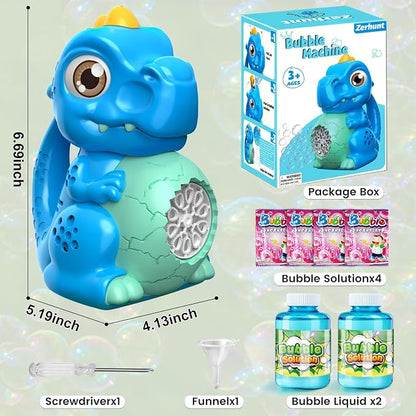 Dinosaur Bubble Machine Toys for Toddlers: Battery-Operated Bubble Maker with Bubble Solution for Kids - Perfect for Outdoor Parties, Yard Fun - Idea Kids Gift for Easter Christmas Birthday