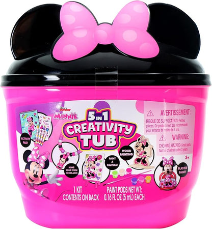 Disney Junior Minnie Mouse 5 in 1 Creativity Tub, 50-Piece Paint and Color Preschool Arts and Crafts Activity Set