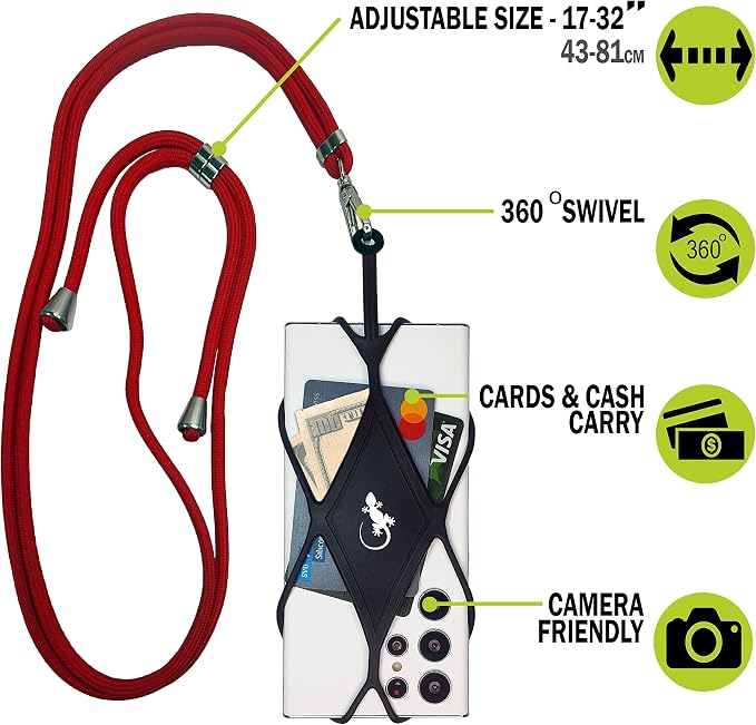 Gecko Travel Tech Cell Phone Lanyard Phone lanyards for Around The Neck Neck Lanyard Phone Crossbody