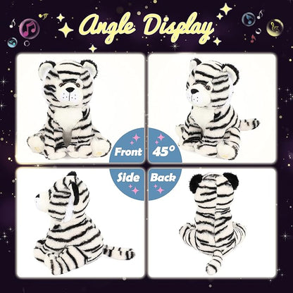 Hopearl LED Musical Stuffed Tiger Lighting Up Singing Plush Toy Adjustable Volume Lullaby Animated Soothe Birthday Festival for Kids Boys Girls, 11''