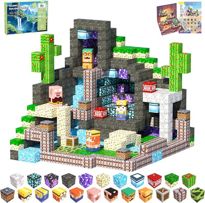 Magnetic Blocks, 48PCS Magnetic Tiles Building Blocks, Magnet Cubes STEM Sensory Game Toys Christmas Birthday Gifts for Kids Girls Boys Age 3+ (Mineral Exploration)