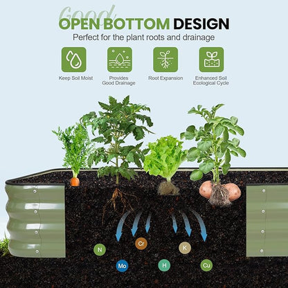 G GOOD GAIN 4-in-1 Adjustable Raised Garden Bed Kit | Galvanized Planter Boxes for Vegetables, Flowers | 12" Tall, Multiple Sizes (5x3x1ft, 4x4x1ft, 6x2x1ft, 7x1x1ft) | Outdoor Metal Raised Bed, Green