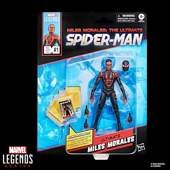 Marvel Legends Series Ultimate Miles Morales, Spider-Man Comics-Inspired Collectible 6-Inch Scale Action Figure with Character-Sized Comic Accessory