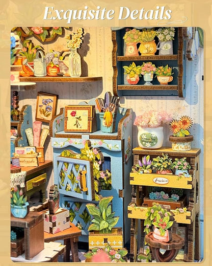 CUTEBEE Book Nook Kit - DIY Miniature House Dollhouse Kit for Adults, Booknook Tiny House Bookshelf Decor 3D Wooden Puzzle, Gifts for Family and Friends (Anna's Blue Blossom)