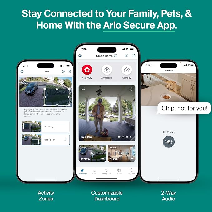 Arlo Essential Security Camera 2K (2025 Release) + 6 Months of Secure Plus Plan - Continuous Wired Plug-in Power Outdoor Camera, Person Recognition, Package Detection, Animated Preview, 1 Cam, Black