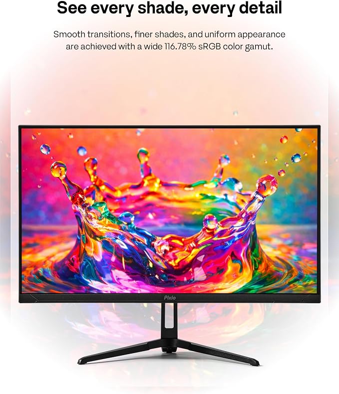 Pixio PX249 Wave 24 inch 240Hz Refresh Rate FHD 1080p Resolution Fast IPS Panel 1ms GTG Response Time Built-in Speakers Gaming Monitor with Adaptive Sync