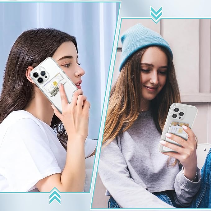SHANSHUI Phone Wallet, Strong Adhesive Silicone Wallet Sleeve Pocket ID Credit Card Holder Stick on Fit for iPhone & All Smartphones White