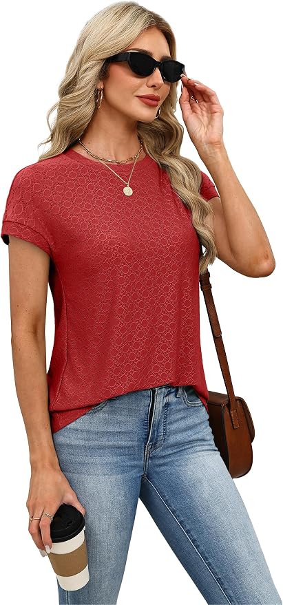 Alaroo Womens Summer Tops Short Sleeve Shirts Crew Neck Tshirt Cute Trendy Tunic Blouses (S-3XL)