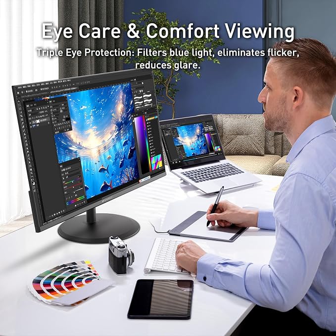 SANSUI 22 Inch 120Hz Monitor, FHD Computer Monitor 4000:1 Contrast Ratio with Adaptive Sync, HDR 100% sRGB, HDMI x 2, VESA Mount, Eye Care for Home/Office (ES-22X3AH, One HDMI Cable Included).