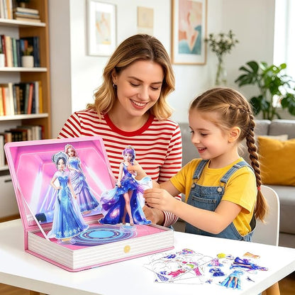 PainZieteg Magnetic Dress Up Dolls,Paper Dolls for Girls, Kids DIY Princess Magnetic Dress-Up Doll for Girl Birthday (Dress Up Box)