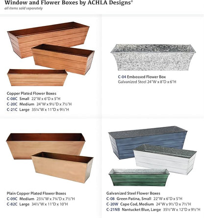 Achla Designs Galvanized Window Flower Box Planter-Cape Cod White-Small (22" L x 6" W x 5" H)