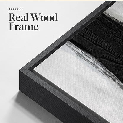 Large Framed Black and White Abstract Wall Art for Living Room, 2 Piece Modern Canvas Prints Wall Paintings Artwork for Walls, Minimalist Black Lines Pictures for Hallway Office Wall Decor 24x36 In