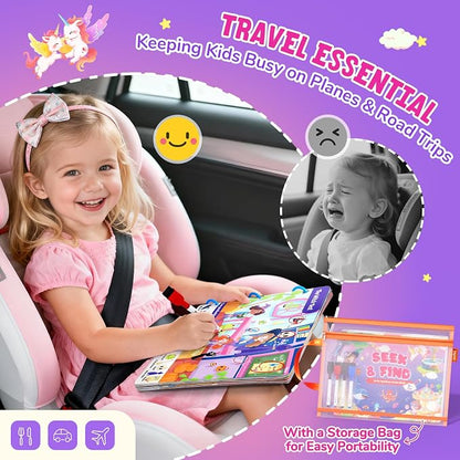 JoyCat Seek & Find Game Book, Educational Toys for Girls Ages 3-5, Preschool Learning Activities for Toddlers & Kids, Christmas Road Trip Travel Toys for Car & Airplane, Gifts for 3 4 5 6 Year Olds