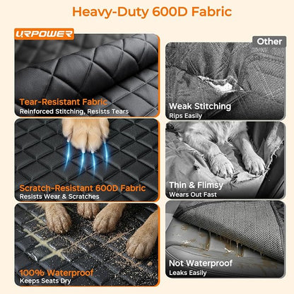 URPOWER Dog Car Seat Cover for Pets 100% Waterproof Seat Cover Hammock 600D Heavy Duty Scratch Proof Nonslip Durable Soft Back Seat Covers for Cars Trucks and SUVs