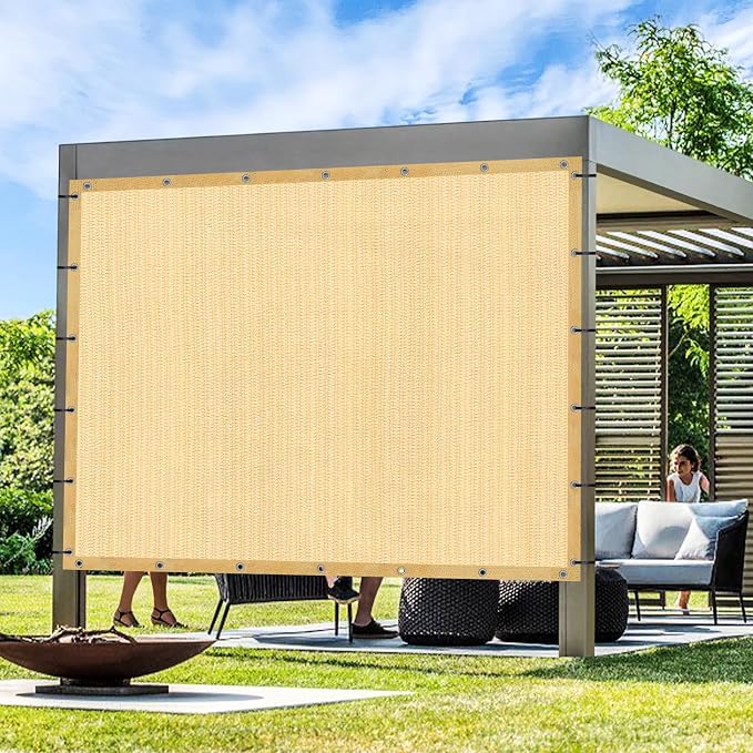 Artpuch Outdoor Pergola Shade Cover 12' X 14' Sun Shade Cloth with Grommets, 90% UV Protection Canopy Patio Privacy Screen (Customized Available) GN107, Wheat