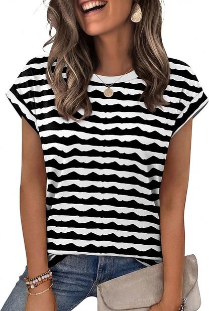 Alaroo Womens Summer Tops Short Sleeve Shirts Crew Neck Tshirt Cute Trendy Tunic Blouses (S-3XL)