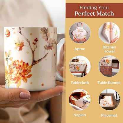 Maison d' Hermine Coffee Mug with Handles Tea Cups (12 Ounce, Pack of 2) | Fine Bone China Coffee Mugs for Hot Beverages Cappuccino Latte Home Restaurant Hotel Spring Summer -Kelim - Prairie