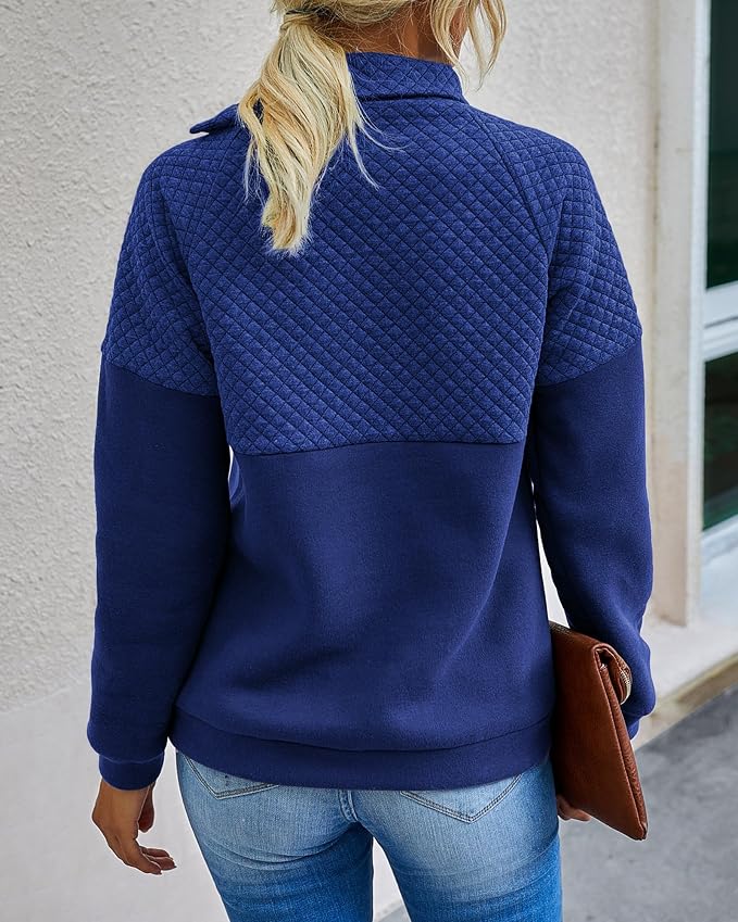 BTFBM Women Fashion Quilted Pattern Lightweight Zipper Long Sleeve Plain Casual Ladies Sweatshirts Pullovers Shirts Tops