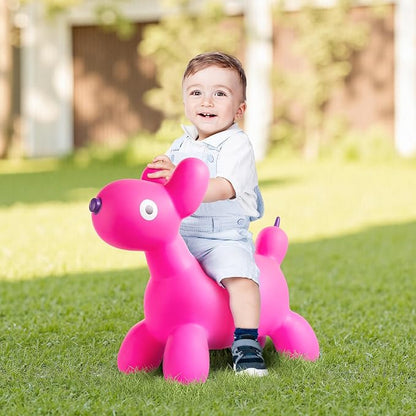 Bouncy Animal Hopper for Toddlers, Balloon Dog Inflatable Jumping Horse, Inflatable Ride on Dog Bouncer Hopping Toys Gifts for Boys Girls 18 Months 2 3 4 5 6 Years Old