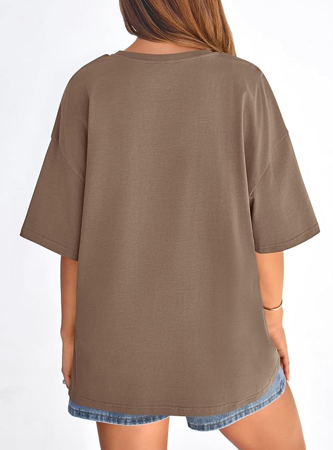 PRETTYGARDEN Womens 2026 Spring Going Out Tops Casual Short Sleeve Crewneck Loose Fit Basic Oversized T Shirts Summer Outfits
