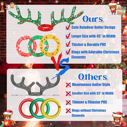 Christmas Games Decorations, Inflatable Reindeer Antler Ring Toss Game, Stocking Stuffers for Men Women Kids Teens Adults, Christmas Party Games Fun Xmas Gifts Carnival Holiday Family