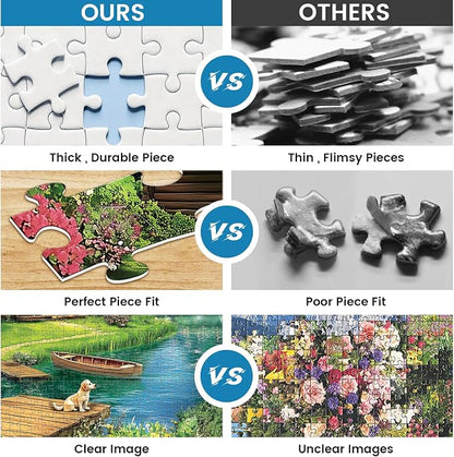 1000 Piece Puzzles for Adults, Spring and Summer Landscape Jigsaw Puzzle, Wooden House and Dog Jigsaw Puzzles 1000 Pieces, Challenging Game Home Decor Birthday Party Gift Toy for Adults Kids Seniors