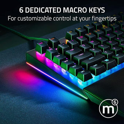 Razer BlackWidow V4 Mechanical Gaming Keyboard, Green Switches | Tactile & Clicky Switches, Chroma RGB, 6 Dedicated Macro Keys, Magnetic Wrist Rest, Doubleshot ABS Keycaps, Snap Tap