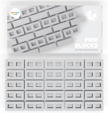 Inspire My Play 25 x Mini Silicone Building Blocks for Sensory and Messy Play - Construction Bin Filler - Creativity for Kids