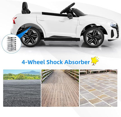 INFANS 12V Kids Ride On Car, Licensed Audi RS e-tron GT Electric Vehicle with Remote Control, Toddlers Battery Powered Toy with 4 Wheels Suspension, LED Headlight, Music, MP3, USB, TF Port (White)