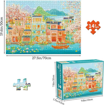 Puzzles for Adults 1000 Pieces, Jigsaw Puzzle for Adults, Fun Challenging Puzzle, Painted Boat Puzzles Game, Interlock Perfectly No Dust, Gifts for Father's Mother’s Day