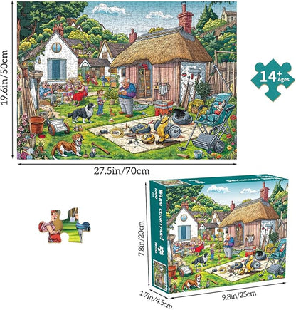 Puzzles for Adults 1000 Pieces, Warm Courtyard Jigsaw Puzzle with 1:1 HD Poster, Perfect Interlocking No Dust, Stress Relief Ideal Gift for Family Games