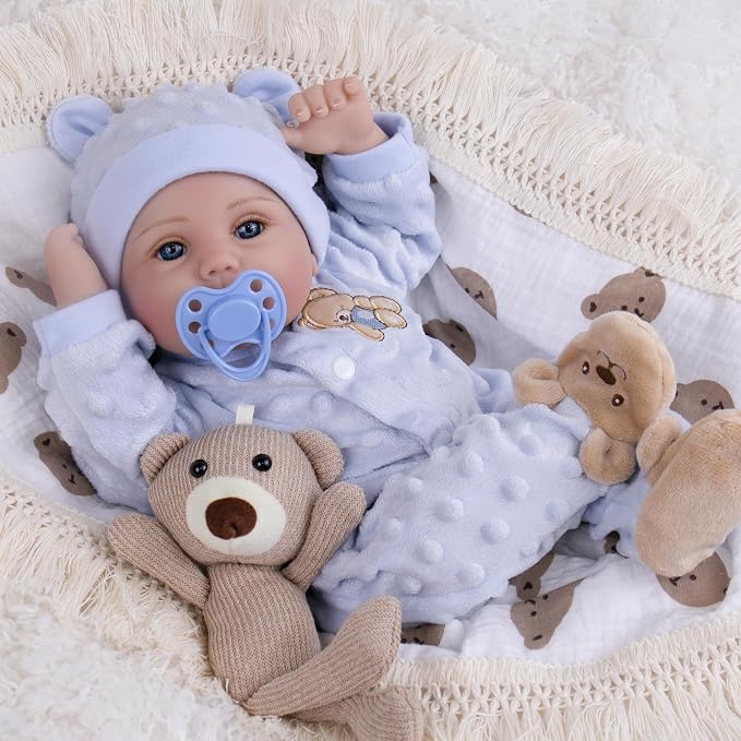 Milidool Lifelike Reborn Baby Dolls Boy- 18-Inch Soft Body Realistic-Newborn Real Life Baby Dolls for Kids Age 3+