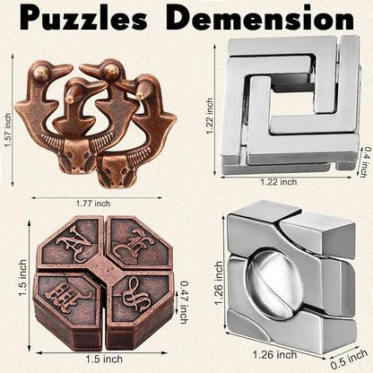Wettarn 9 Pcs Metal Brain Teaser Puzzles 3D Steel Puzzle Set for Adults IQ Logic Challenge Disentanglement Unlock Interlocking Games Smart Logic Test Toys for Adults Mind Challenge(Diverting Style)