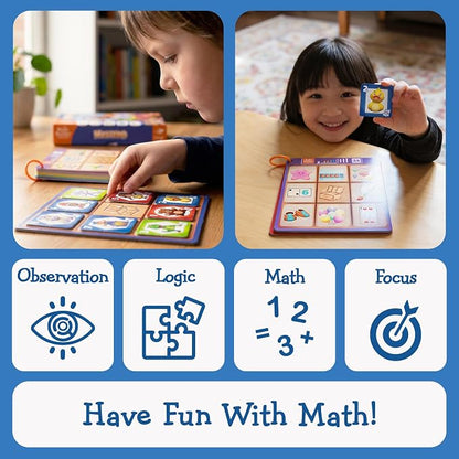 FoxMind Games Mystero – Multi-Level BrainTeaser Puzzles for Kids Ages 4+, STEM Game Develops Math, Logic & Reasoning Skills, 64 Progressive Challenges (Brain Builder Series)