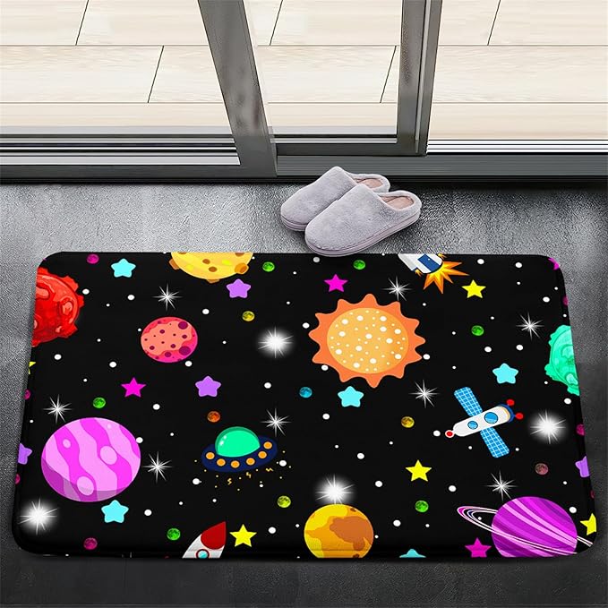 Space Rug - Space Rug for Boys Room Solar System Rug Planet Carpet for Kids Outer Space Area Rug Bedroom Boys Kids Rugs for Playroom Galaxy Rugs for Boys Bedroom,Black,2'×3'