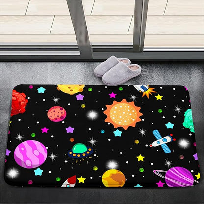Space Rug - Space Rug for Boys Room Solar System Rug Planet Carpet for Kids Outer Space Area Rug Bedroom Boys Kids Rugs for Playroom Galaxy Rugs for Boys Bedroom,Black,2'×3'