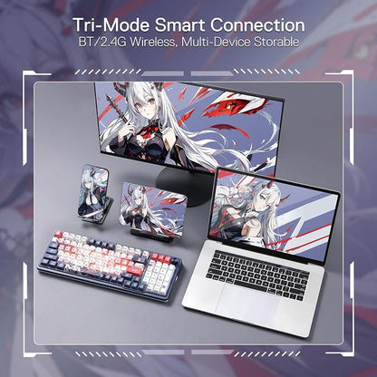 Redragon K686 PRO Wireless RGB Gasket Gaming Keyboard, Dye-Sub Anime Keycap | Multi-Function Control Wheel, 0-Delay Tri-Mode, Cushioned 5-Layer Noise Dampening for Creamy Thocky Sound, Practical 98 Keys