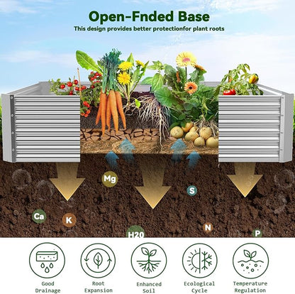 4 Pack 6x3FT Raised Beds for Gardening, Corrugated Galvanized Steel Raised Garden Bed, Outdoor Metal Above Ground Garden Bed for Vegetables and Flowers(Rectangular)