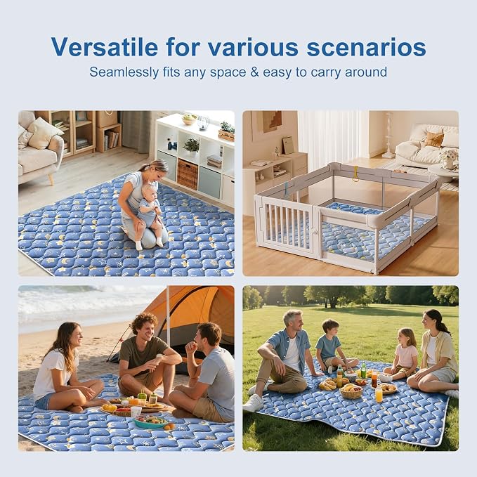 Premium Foam Baby Play Mat 79" X 71", Extra Large Activity Playmats for Babies,Toddlers, Infants, Soft Thicker Sponge Baby Mat for Floor, Play & Tummy Time, Machine Washable for Easy Care