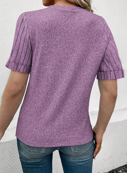 SHEWIN Women's Short Sleeve Summer Tops Crewneck Knit Solid Loose Casual Basic T Shirts Tee Blouses