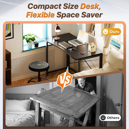 Huuger Folding Desk for Small Spaces, 31.5 Inch Foldable Computer Table, Easy Assembly, for Home Office, Study, Bedroom, Dorm, Space Saving, Small Writing Work Office Computer Desk, Black