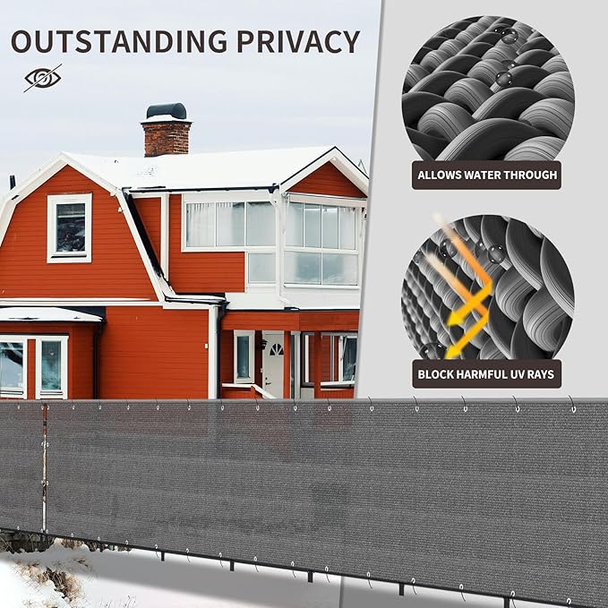 LOVE STORY Custom Size 3'x26' Dark Grey Balcony Privacy Screen,UV Block Privacy Fence Screen,90% Shield for Outdoor Pool Garden Apartment Railing